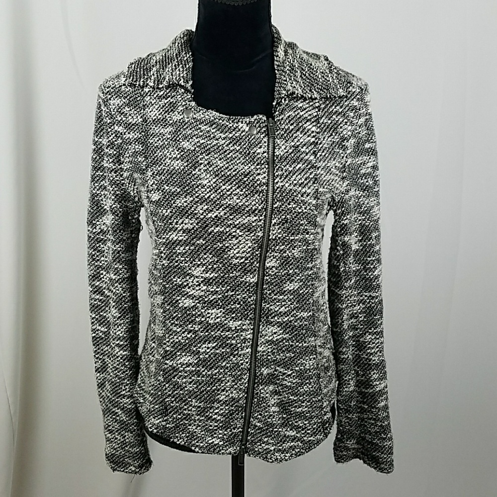 Anthropologie Saturday Sunday women S sweater jacket moto gorpcore knit gray